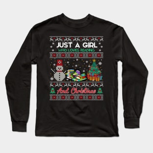 Just a girl who loves reading and christmas Long Sleeve T-Shirt